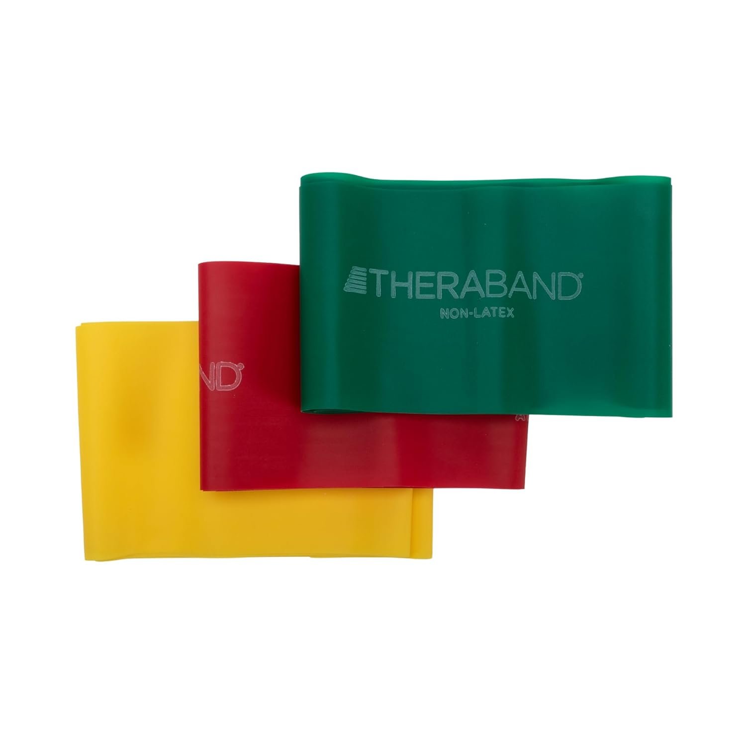 THERABAND Resistance Bands Set, Beginner Kit, Yellow, Red, Green, Non-Latex Elastic Bands for Exercise & Physical Therapy, Strength Training Bands for Upper & Lower Body Fitness