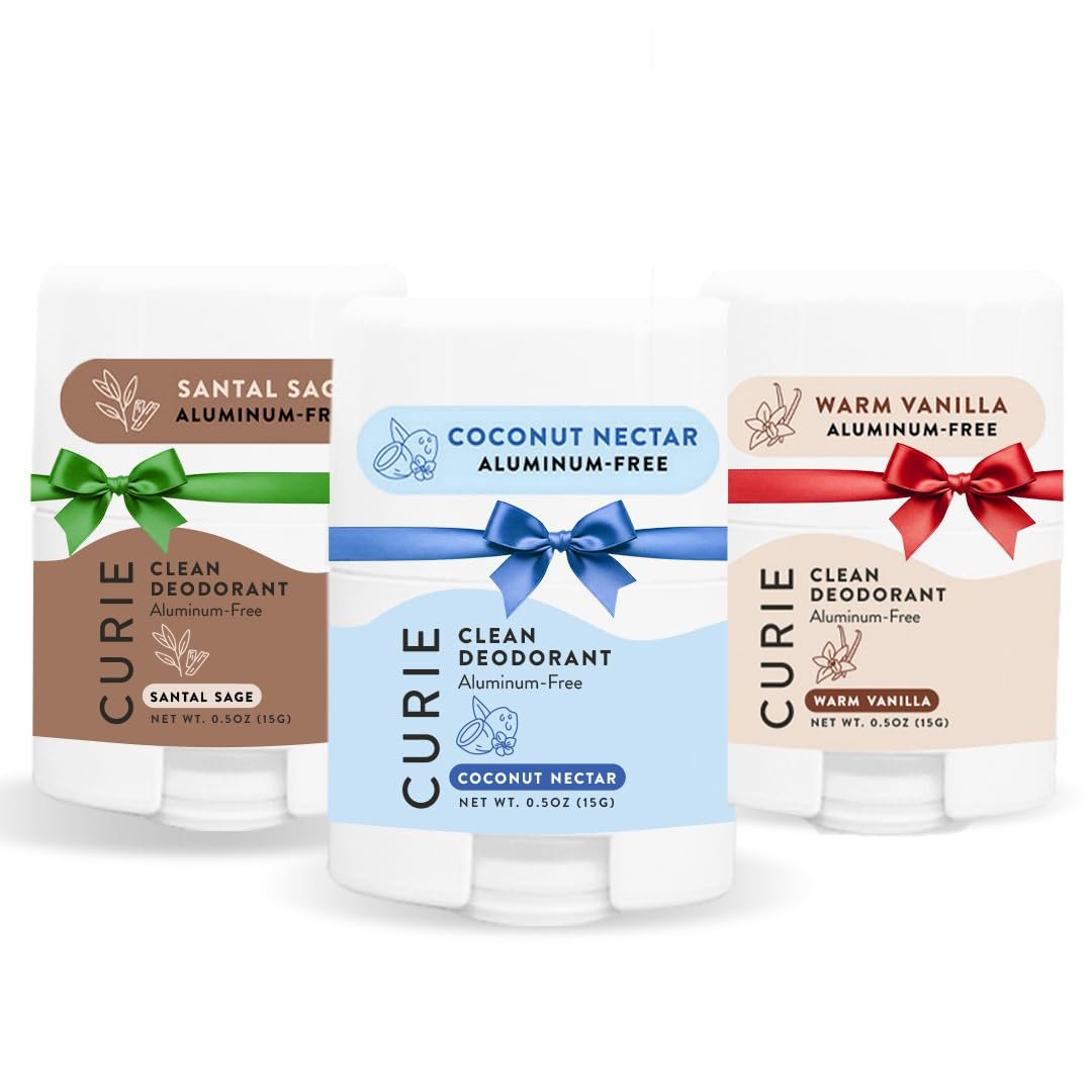 Curie Natural Deodorant Aluminum Free- Variety Pack Travel Size Deodorant for Women – Non Toxic, Paraben Free, Clean, Vegan (3 Pack)