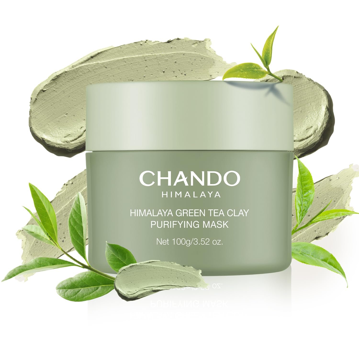 Purifying Green Tea Mask, Natural Facial Clay Mask Deep Pore Cleansing with Green Tea Extract and Portulaca Extract, for Clogged Pores, Detoxifies & Balance Oil, 3.52 fl.oz