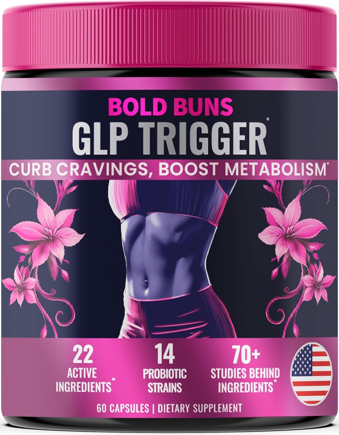 GLP Trigger for Women – Appetite & Craving Support Supplement – 22 Active Ingredients & 14 Probiotic Strains – with Supresa®, Berberine, Green Tea, Estrogen Support(60 Vegan Capsules)