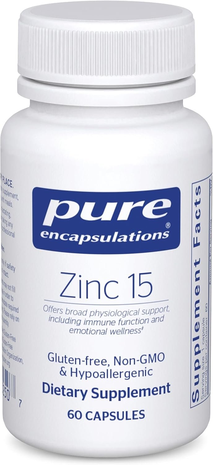 Pure Encapsulations Zinc 15 mg – Zinc Picolinate Supplement for Immune System Support, Growth & Development – for Wound Healing – 60 Capsules