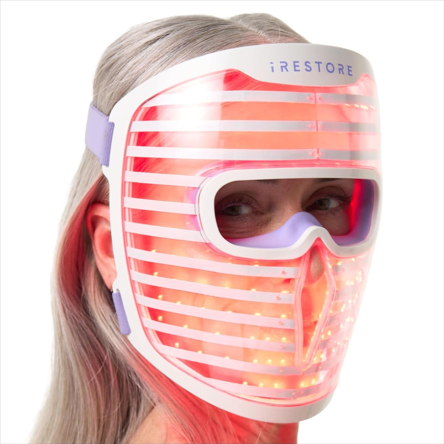 iRestore LED Face Mask for Youthful Skin, Anti-Aging Red Light Therapy for Face, Red, Blue & Infrared Therapy for Wrinkles, Fine Lines, Dark Spots with 360 LEDs – Skincare Device for Women & Men