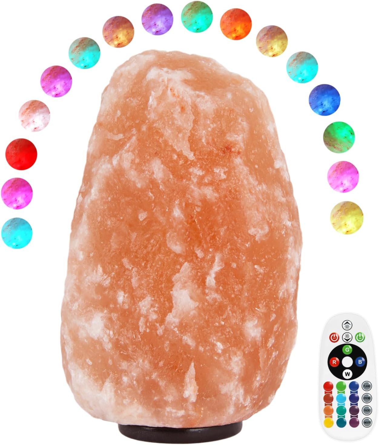 Himalayan Salt Lamp – 9-11 Inch 11-15 lbs, Natural Pink Large Salt Rock Lamp with Remote Control, 16 Color-Changing LED, USB-Powered Night Light for Home, Office, Bedroom, Yoga Decor