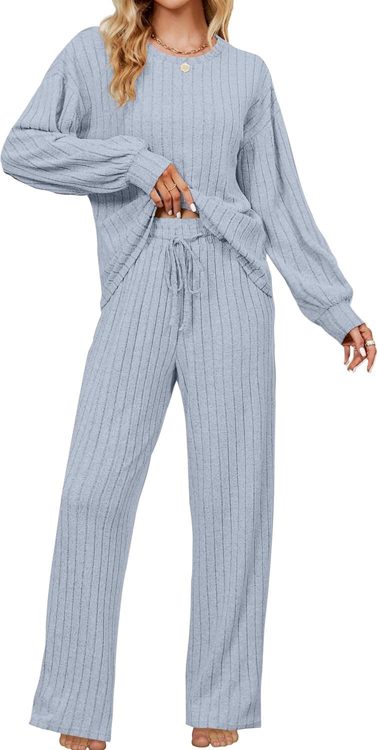 Blooming Jelly Womens Lounge Set Cute Long Sleeve Pajama Sets Casual 2 Piece Pj Outfit Fall Sleepwear Pockets
