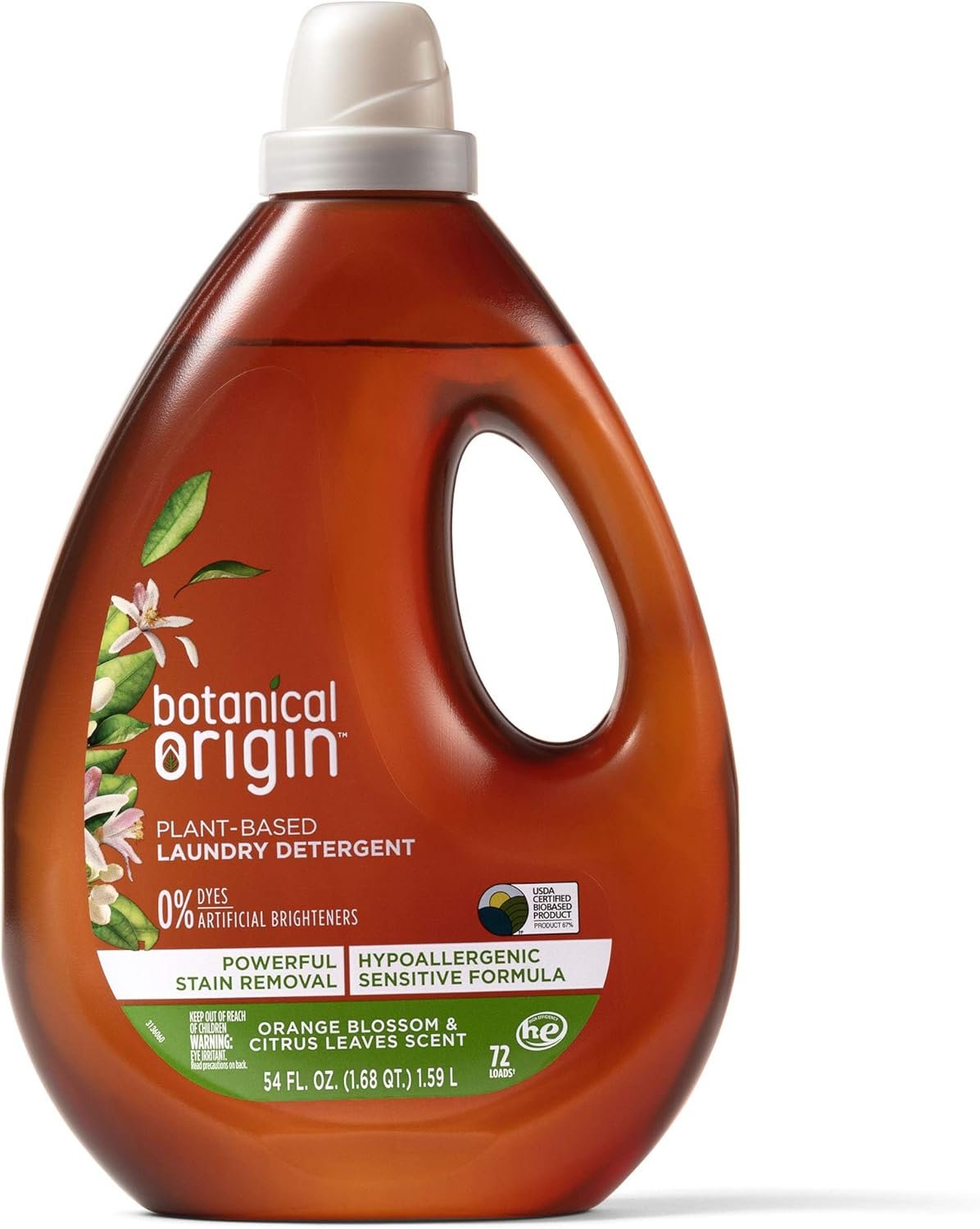 Plant-based Laundry Detergent Orange Blossom and Citrus Leaves, 54 oz (72 loads)