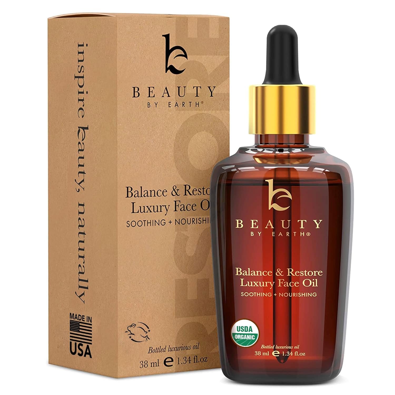USDA Organic Face Oil – USA Made with Natural Ingredients, Anti Aging Formula for Acne-Prone & Oily Skin, Facial Oil with Vitamin E, Rosehip, Argan & Jojoba Oils for Sensitive Skin, Eczema & Rosacea