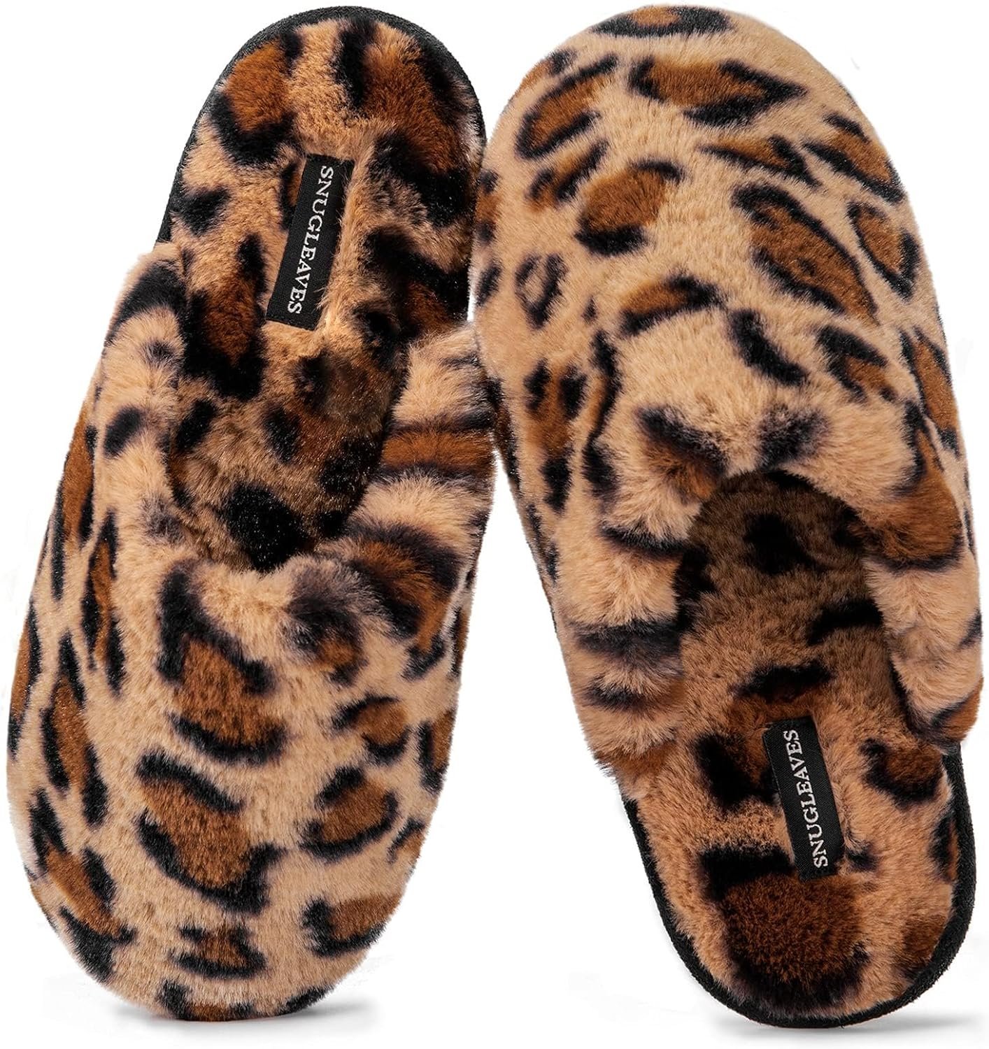 Snug Leaves Women’s Fuzzy Scuff Slippers Soft Comfy Memory Foam Non-slip Indoor House Shoes