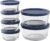 Anchor Hocking 12 Piece Glass Storage Containers with Lids (6 Glass Food Storage Containers & 6 Navy Blue SnugFit Lids)